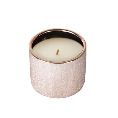 China Wholesale Elegant Home Decorative Unique Candle Gold Silver Rose Decor Candle Metallic Luxury Metallic Ceramic Jar Small For Wedding for sale