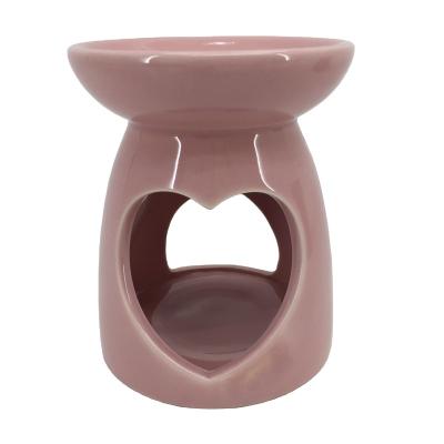 China Wholesale Chinese Incense Pink and Gray High Quality Custom Glazed Ceramic Essential Oil Burner for Home Office for sale