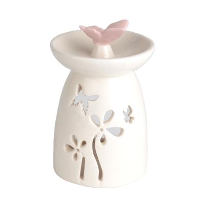 China Modern Cheap High Quality Chinese Incense Butterfly Shape Glazed Ceramic Fragrance Oil Burner In Bulk Sale for sale