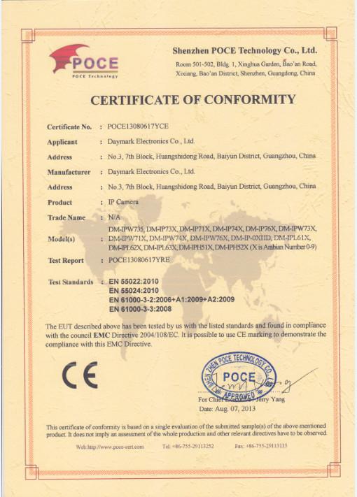 CE Certificate - Daymark Electronics Co., LTD