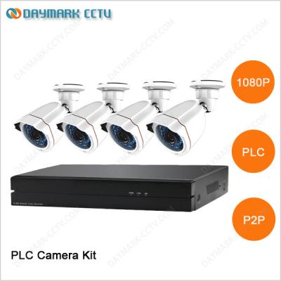 China No cable needed power line communication weatherproof 4 camera security system for sale