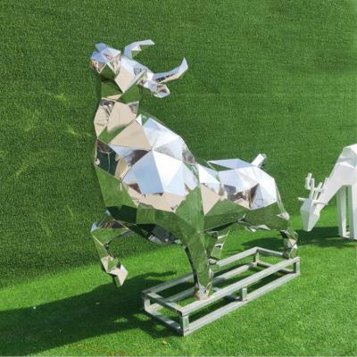 China Europe Stainless Steel Statue Metal Bull Animal Sculpture For Sale for sale