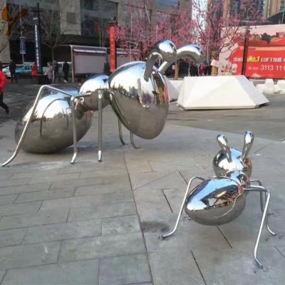 China Europe Large Insect Theme Garden Metal Craft Stainless Steel Ant Sculpture By Mirror Polish for sale