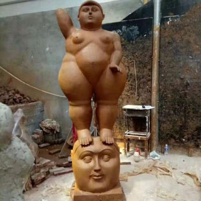 China Famous Sculpture Life Size Western Art Brass Woman Nude Fat Lady Bronze Statue for sale