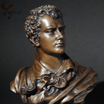 China Bronze Europe Lord Byron Bust Sculpture Desktop Decoration for sale