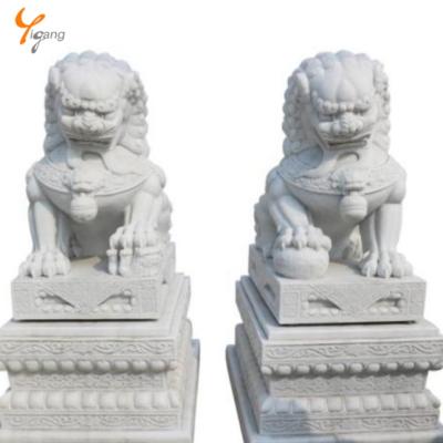 China Western Granite Sculpture Foo Dog Marble Statues For Garden Gate for sale