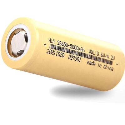 China Toys wholesale HLY lithium ion battery 26650 3.6v 5000mah 1500times cycles 26650 for sale