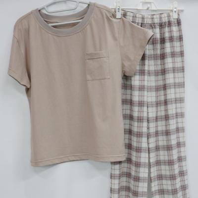 China Quick Dry OEM Women's Summer Short Sleeve T-Shirt Loose Pure Cotton New Plus Size Base Cargo Set-Sleepwear for sale