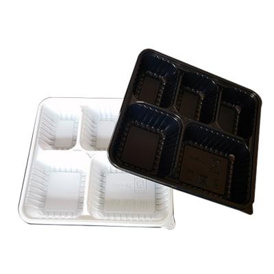 China Customized Disposable Plastic 5 Compartments Traditional Portable Microwavable Fast Food Bento Lunch Box With Lid for sale