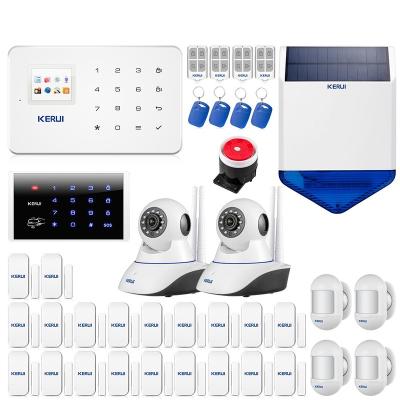 China Indoor Home Burglar KERUI G18 GSM Camera WIFI Smoke Detector Gas Leak Detector Kit Home Remote Control Solar Siren Security Alarm Systems for sale