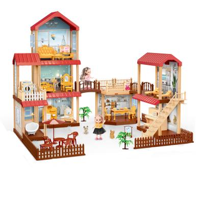 China Cartoon Toy Role Pretend Play Toys Kids Interactive Toy Set Plastic Parent-child Bedroom Girls Simulation Villa Doll Toys for sale