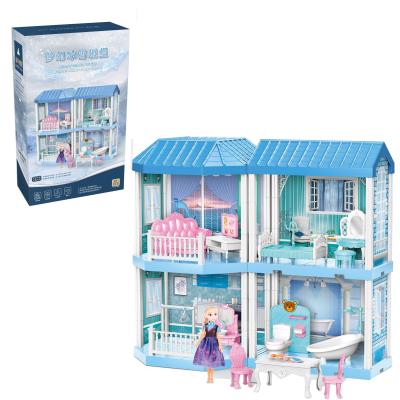 China 3d Toy Assembly Wood Diy Large Plastic Doll Room With Furniture Girl's Villa Pink Castle The Large Simulation American Children Doll for sale