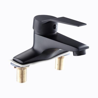 China New Bathroom Sink Black Brass Faucet Contemporary Basin Washroom Commercial Mixer Water Faucets for sale