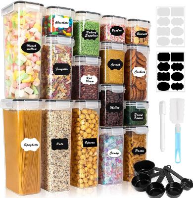 China Freshness Preservation New Arrival Professional Manufacture High Quality Hot Selling Kitchen Jars Plastic Spice Jar Storage Box Sets 15 Pieces for sale