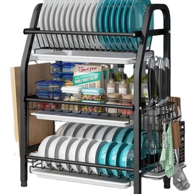 China Viable 3-Tier Spice Racks, Kitchen Countertop Organizer With Cutting Board Storage Rack, Cutlery Chopsticks Shelf and 3 Hooks for sale