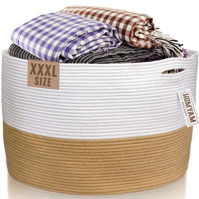 China Amazon Woven Cotton Rope Baskets Sustainable Extra Large for sale