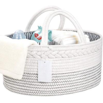 China Customizable Folding Mummy Bag Multifunctional Cotton Rope Basket Baby Diaper Cart Organizer Diaper Storage Basket Bag Hand Made for sale