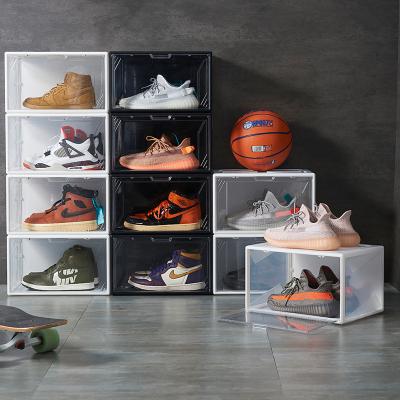 China Transparent Plastic Shoe Box Portable Sneaker Organizer Viable Foldable Shoe Container Display Rectangle For Home for sale