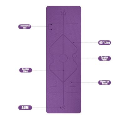 China 1830*610*6mm Non Slip Strip Yoga Mat With Position Line Non Slip Line Mat For Beginner Environmental Fitness Gymnastics Mats for sale