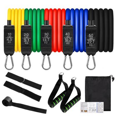 China Durable Custom Printed Adjustable Resistance Bands Fitness Bands Set Of 11 PCS Resistance Bands for sale