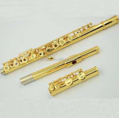 China Offset (or In Line) Groove Musical Instrument Recorder Recorder Metal Golden Groove With 16 Open Holes for sale