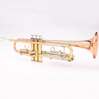 China Brass Gold Lacquer Rose Trumpet Bb Key Student Trumpet /rose for sale