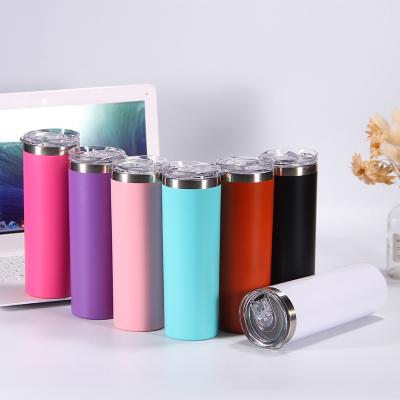 China 2021 New Products Stainless Steel Sublimation Viable Straight Slim Tumbler Mug Double Walled Tumbler Mug With Lid for sale