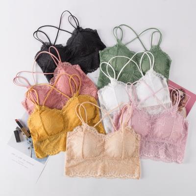 China New Design QUICK DRY Cross Straps Comfortable Beauty Back Strap Ladies Underwear Sports Bra For Women Long Lace Bra for sale