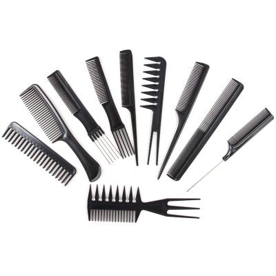 China Handle Hair Brush Hair Comb 10 Pieces Hair Salon Barber Comb Special Plastic Styling Set for sale