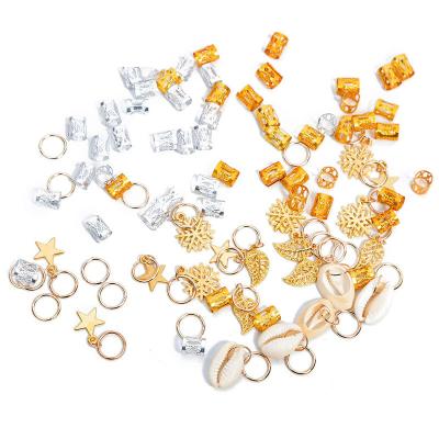 China Micro Pans Dirty Shell Bell Snowflake Spring Twist Hair Braid Rings Hair Accessory Mixed Metal Wig Braid Alloy Foil Hair Extension Tool For Braiding for sale