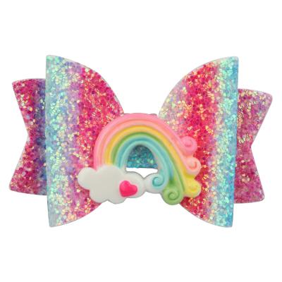 China New Girl Hair Decoration Fashion Hair Accessories Gradient Color Bow Hairpin Rainbow Hair Clips For Girls for sale