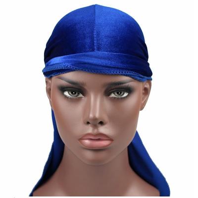 China New Multifunctional External Stitch Long Tail Velvet Durag High Quality Extra Long Unisex Durags For Men for sale