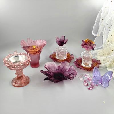 China Europe Newest Style Medkhan Crystal Dish Perfume Bottle European Purple Crystal Vase Crystal Burner for sale