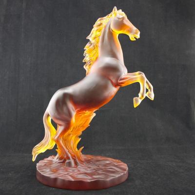 China China Modern Art European Glass/Crystal Liuli Stance Horse Figurine for sale