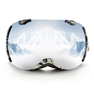 China Anti Fog Mirror Silver New Big Double Vision Snow Glass Ski Goggles UV400 Outdoor Sport Windproof Glass for sale