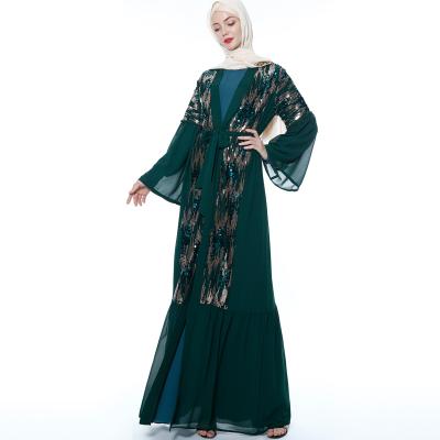 China Popular Solid Color Dubai Ladies Open Islamic Clothing Muslim Long Dresses and Daily Life Pants Dress Turkey Abaya Set for sale