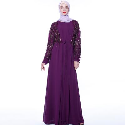 China Daily Life Sequined Fringed Cardigan Long Sleeve Muslim Dress With Ethnic Costume for sale