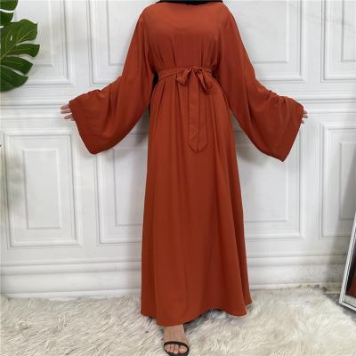 China Dubai Turkey Modest Solid Simple Muslim Dresses Kaftan Islamic Clothing Colored Women's Abaya Daily Life for sale