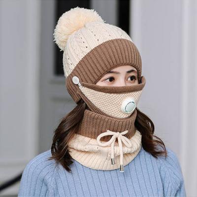 China Wholesale COMMON 3 Piece Sets With Pompom Women Hat Scarf Winter Hats for sale