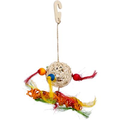 China Viable Parrot Toys Pet Conure Cockatiel Climb Kick Toy Parrot Bite Rattan Stand Swing Loofah Bird Toy for Bird Pets for sale