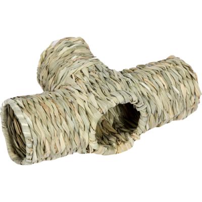 China Wholesale Breathable Handmade Straw Beds Grass Pet Room Cage Rabbit Chinchilla Nest Tubular Pet Tunnel Bed for sale