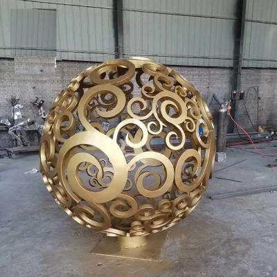 China Europe Large Hollow Sphere Sculpture Metal Steel Etched Outdoor Sculpture for sale