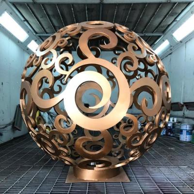 China Europe 3000MM Engraved Hollow Sphere Outdoor Sculpture Metal Sphere Sculpture for sale