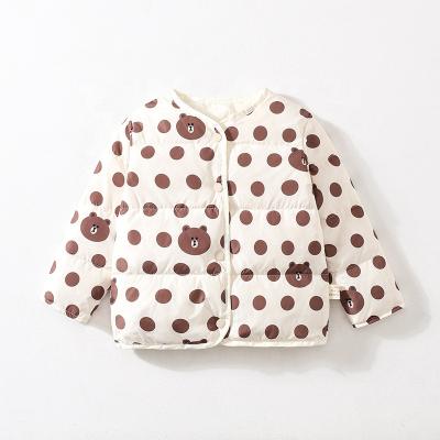 China New viable winter children's clothing around the neck button thickening plus velvet printing at the bottom of the coat for sale