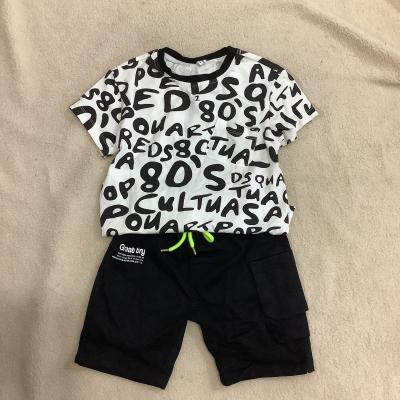 China The 2021 new casual sports printed anti-shrink short-sleeved tops shorts outdoor children's set for sale