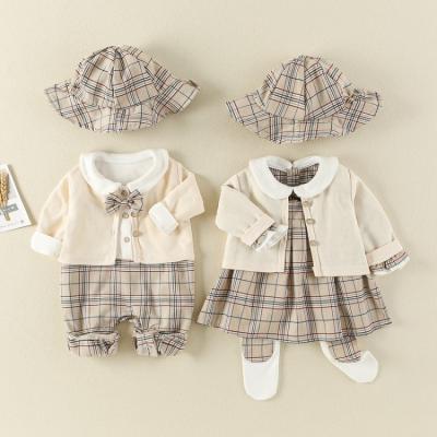 China 2021 New Baby Spring Romper Anti-Shrink Long Sleeve Brother And Sister Set Pants Suit Two-Piece Set for sale