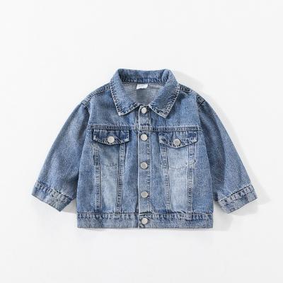 China Color Fade Proof Autumn Fashion 2021 kids loose buttoned coat children's long sleeve denim comfortable denim jacket for sale