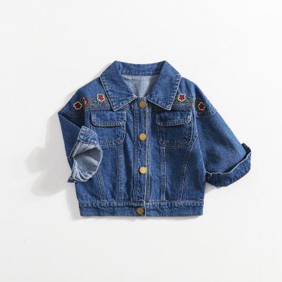 China High quality autumn windproof denim jacket for girls floral embroider jacket for sale