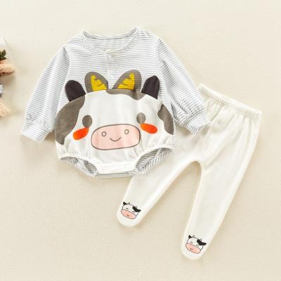 China 2021 Spring and Autumn New Triangle Jumpsuit Cotton Pattern Sleeveless Printed Baby Clothes Set for sale