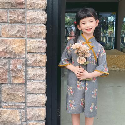 China Washable girls skirt Chinese national floral pattern cheongsam dress style classic style for sale